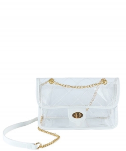 High Quality Quilted Clear PVC Bag BA510003 WHITE
